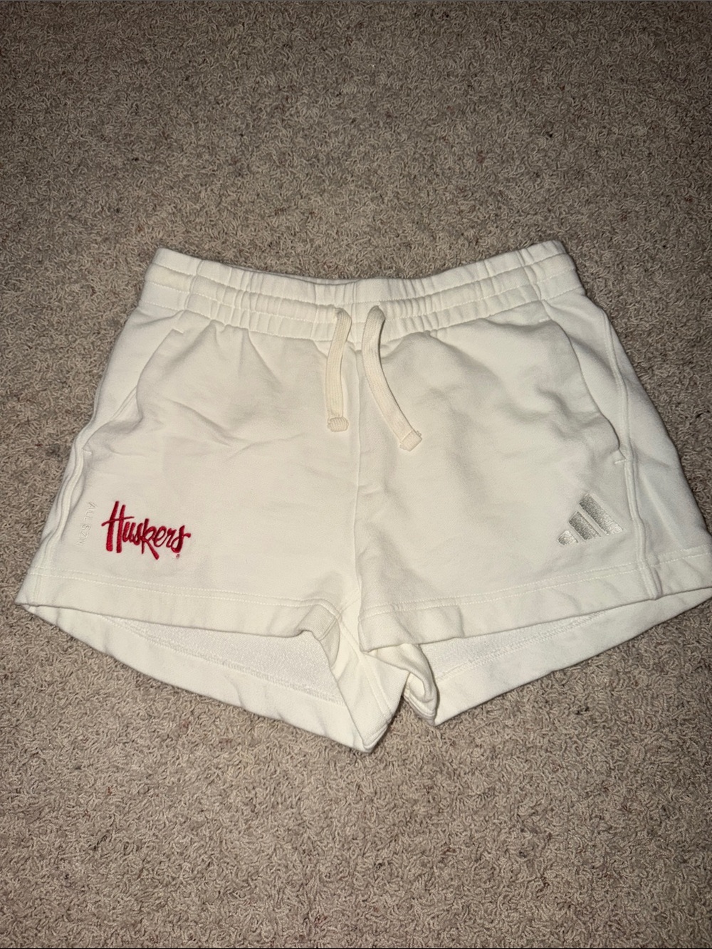 Adidas Women’s white Huskers Logo sweat Shorts